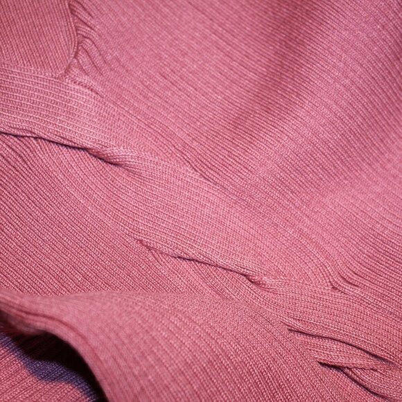 Deep Double V-neck Twist Detail Sweater Stretch Midi Dress in Black or Pink - Picture 12 of 16